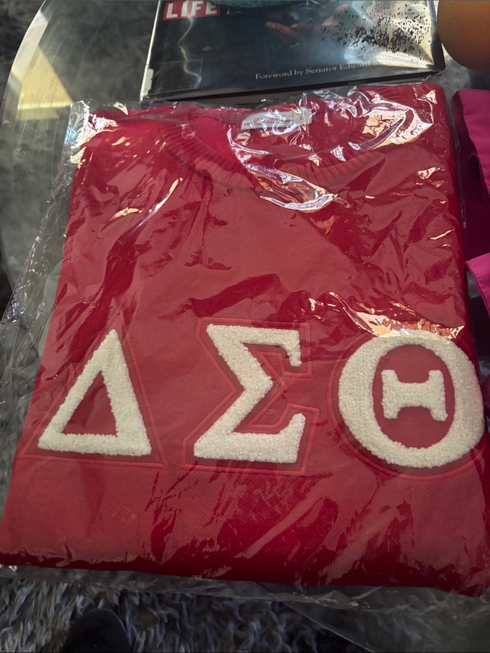 Delta Sigma Theta Red Embroidered Greek Letter Throw Pillow Cover